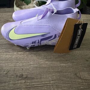 Nike Lilac Soccer Cleats with Neon Yellow Swoosh